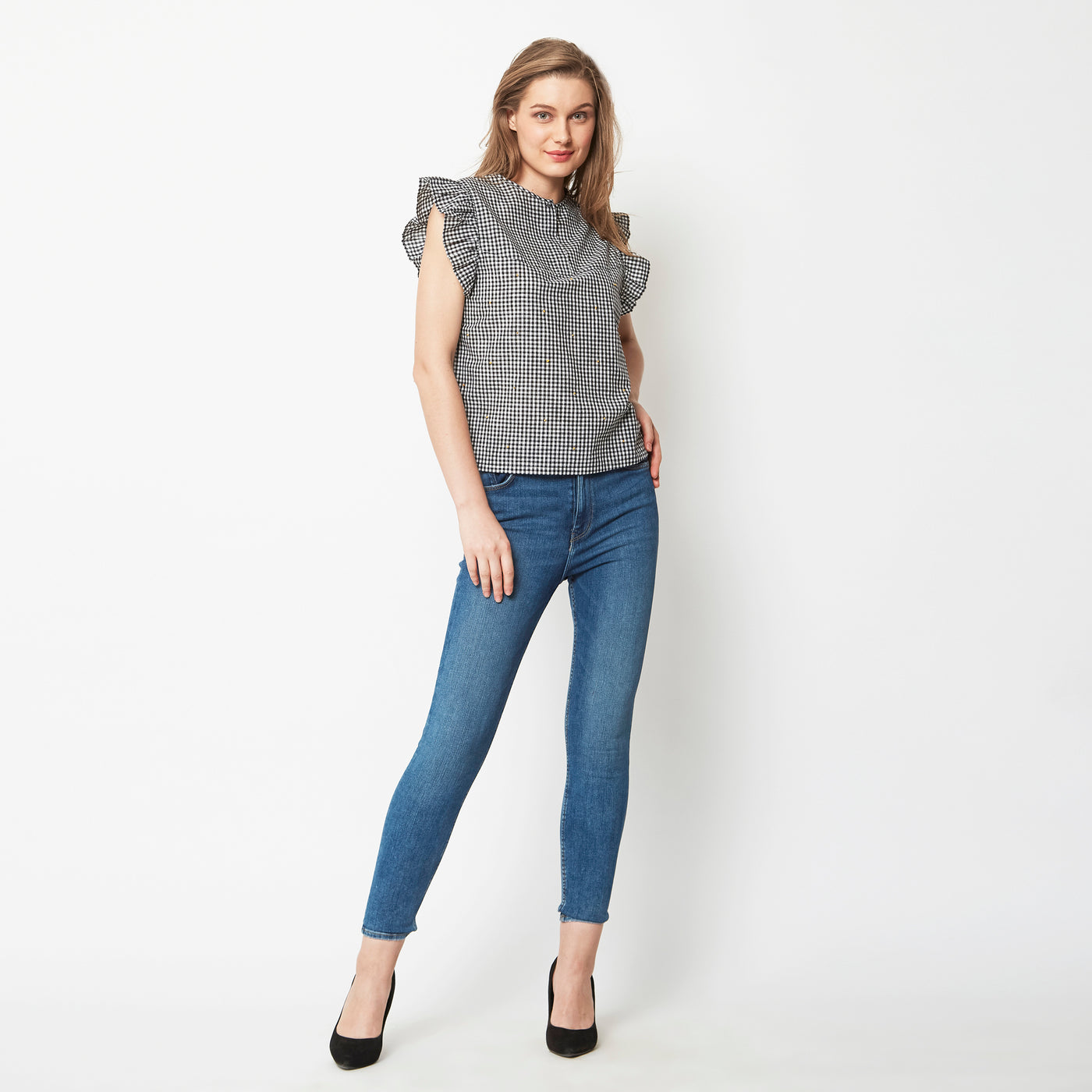 Ruffled Gingham Top