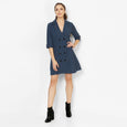 After Hours Trench Dress-  Blue checks