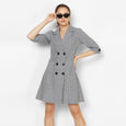 After Hours Trench Dress- Grey Gingham