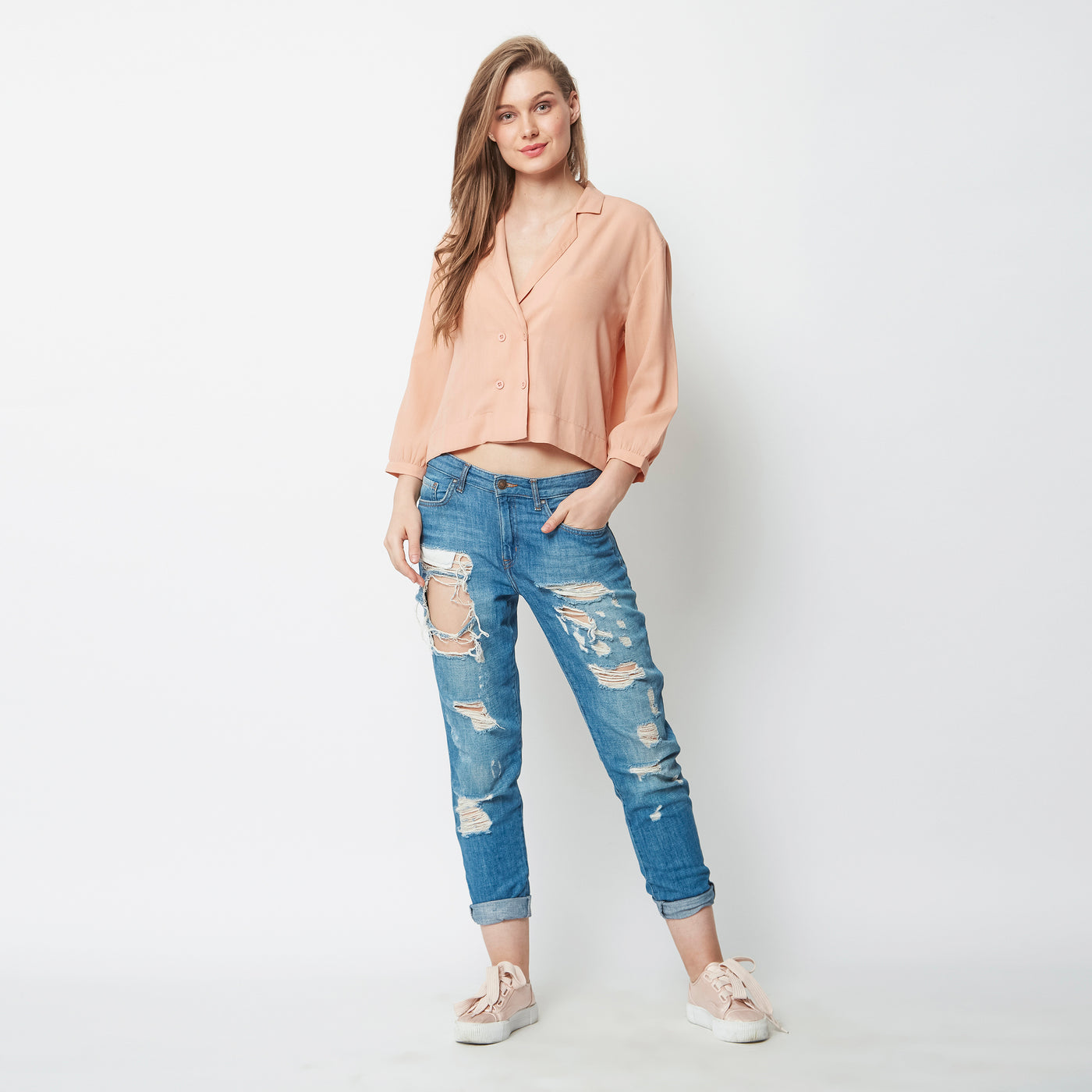 Cropped Out Peach Top